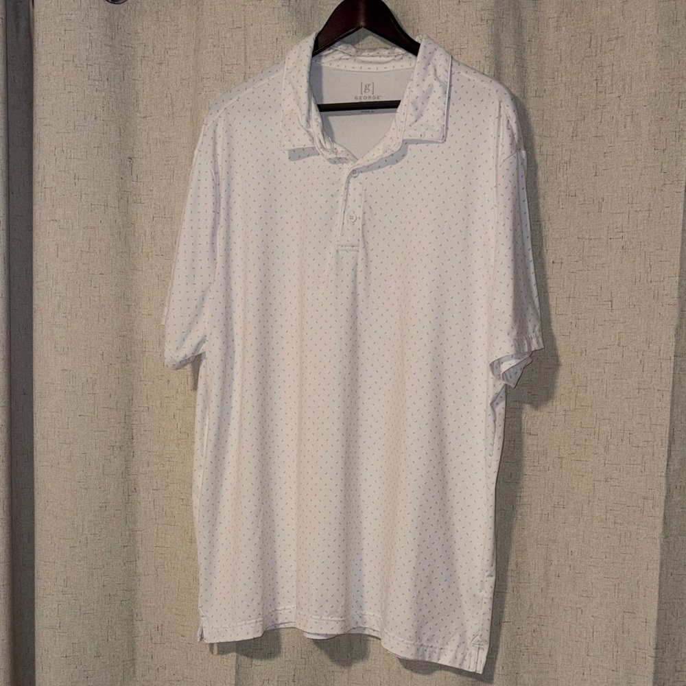 George Men's Polo Shirt in White with Textured Design